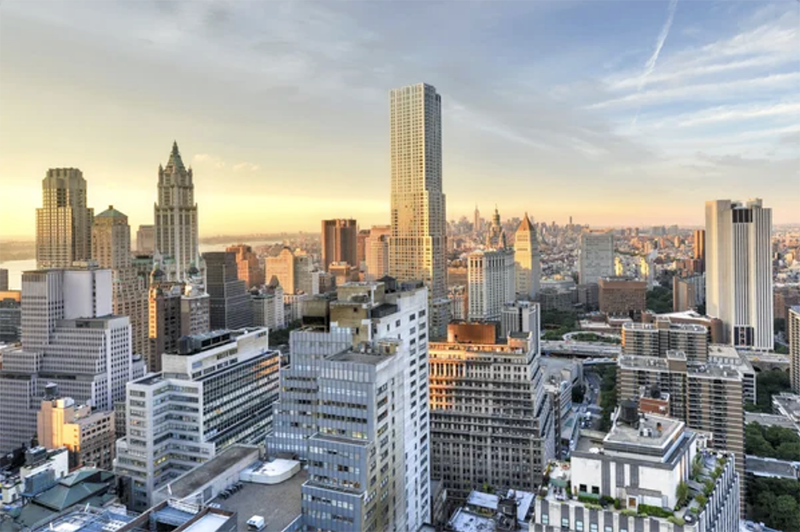 Aerial view of New York City commercial real estate buildings - 1 (800) 880-7954